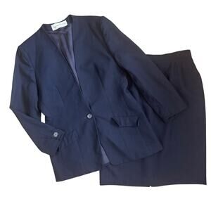 EVAN PICONE Women's 14 Wool Skirt Suit Blue USA Union Made